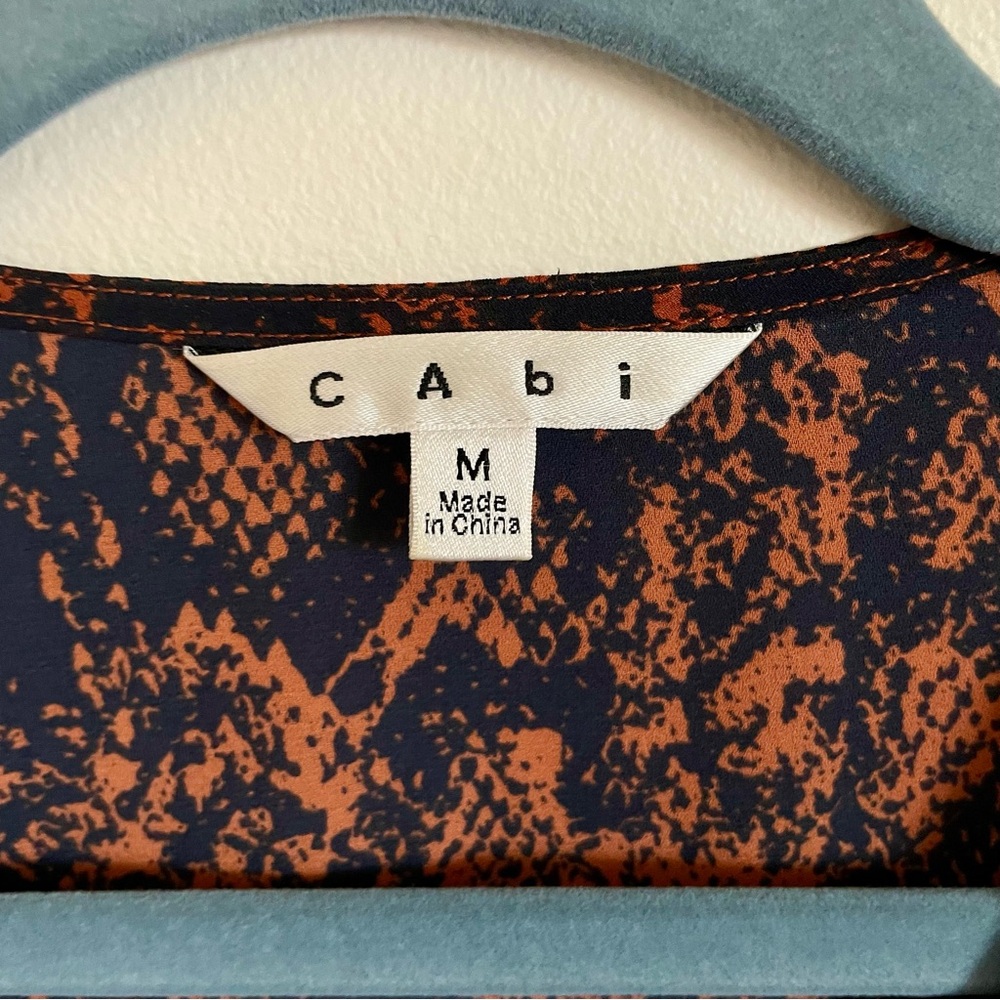Cabi Border Wrap Python Print Blouse In Orange & … - image 5